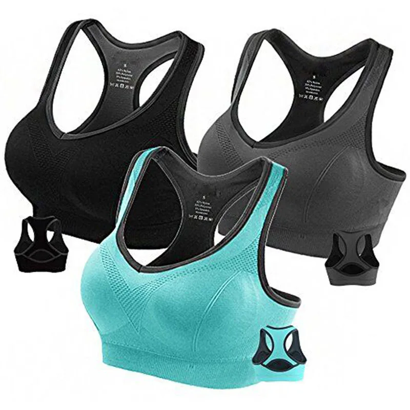 New Breathable Back Hollow Out Yoga Tops Sexy Mesh Push Up Sports Bra For Women