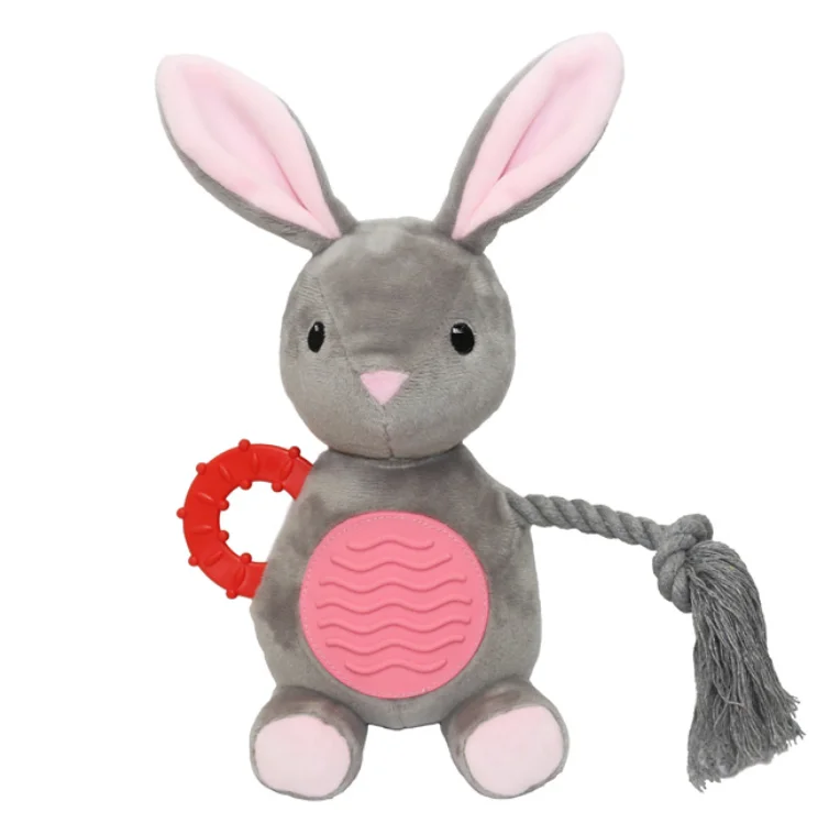 
Free Sample Stuffed & plush Toy Animal Rabbit Dog Chew Plush Disney Teeth Grinding Animal Product Squeaker Plush Dog Toys 