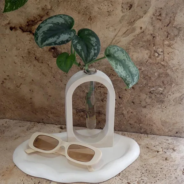 Custom nordic style resin flower bud vase test tube vase bud plant pots glass test tube white vase for home decoration