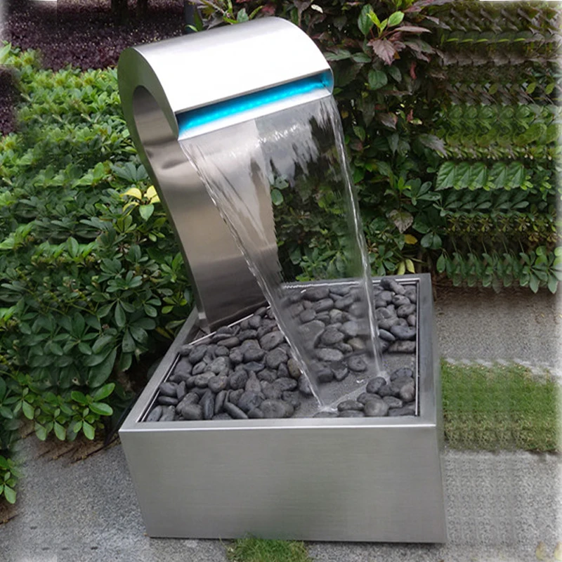 Stainless steel portable swimming pool cascade waterfall fountain with water channel