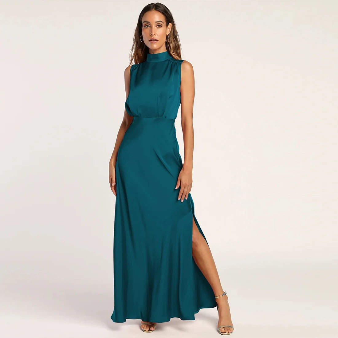 Quietly Elegant Noble Side Slit Tea Length Cocktail Long Satin Maxi Dress Maxi Dress 2023