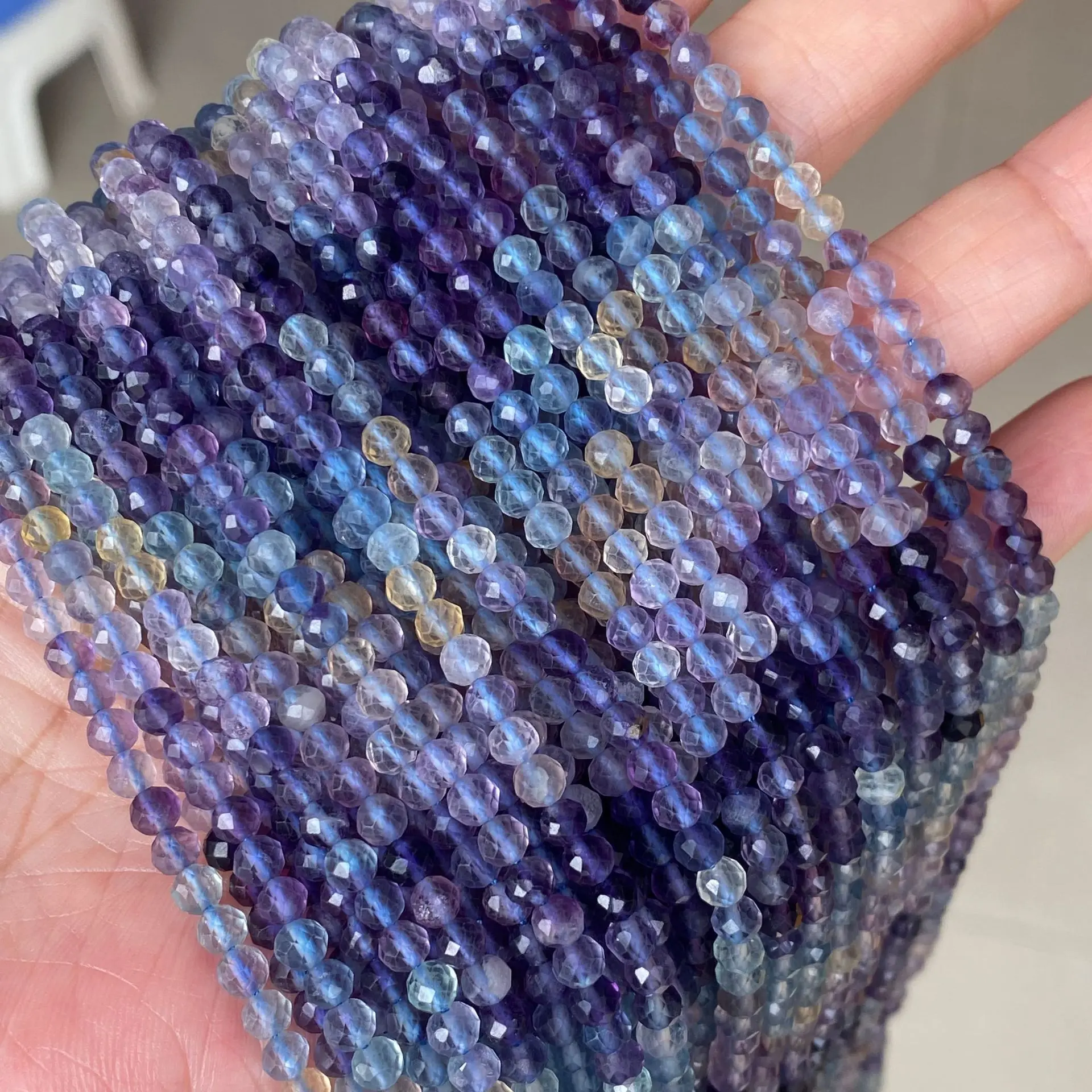 Natural Gemstone Diamond Cut Micro Faceted Round Stone Beads Tiny 4mm Small Round Faceted Amethyst Beads For Jewelry Making