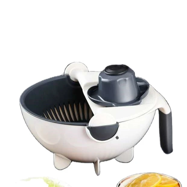 LX -03  9 in 1 Multifunction Magic Rotate Vegetable Cutter with Drain Basket Slicer drain basket