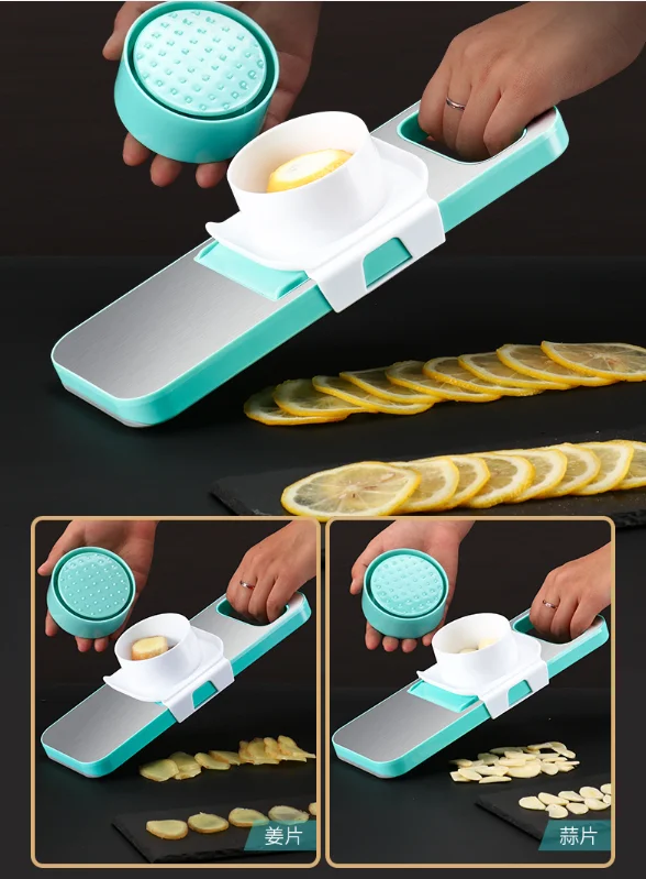 6 In 1 Vegetable Slicer,Adjustable Multi Blade Removable Cutter Shredder Handheld Kitchen Gadget For Cucumber Carrot Fruit