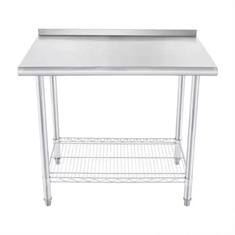 2 Tier Stainless Steel Commercial Grade Work Table Steel Wire Shelf for Kitchen Hotel Restaurant Equipment