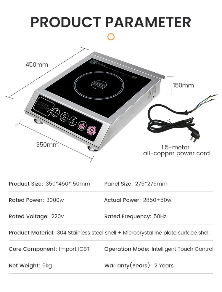 Factory Hot Sale Commercial 3000W Electric Induction Cooker High Power Induction Stove