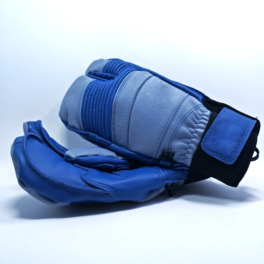 2020Fashion   windproof waterproof leather ski gloves for men and women