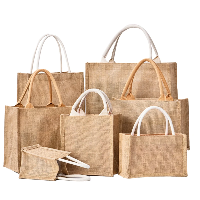 Solid color reusable linen tote bag with customizable logo logo and logo for ecological bag