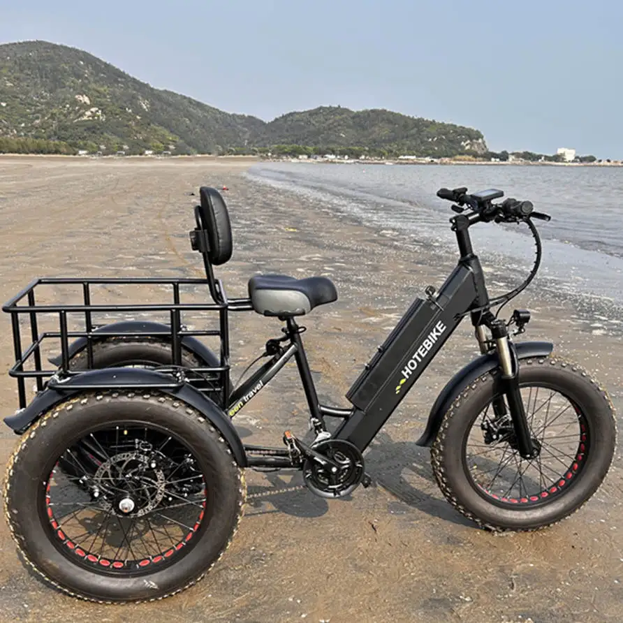 Трехколесный Электрический Грузовой Велосипед 500 Вт 750 Вт, толстые шины, велосипед для езды по бездорожью с двойным аккумулятором, электрический электронный велосипед/Электрический трехколесный велосипед