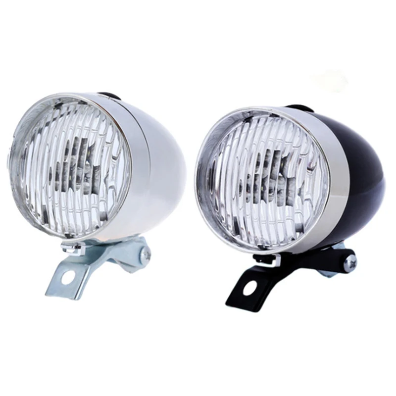 universal retro night with bracket riding bullet light black silver bicycle light round headlight lamp bike light riding safety