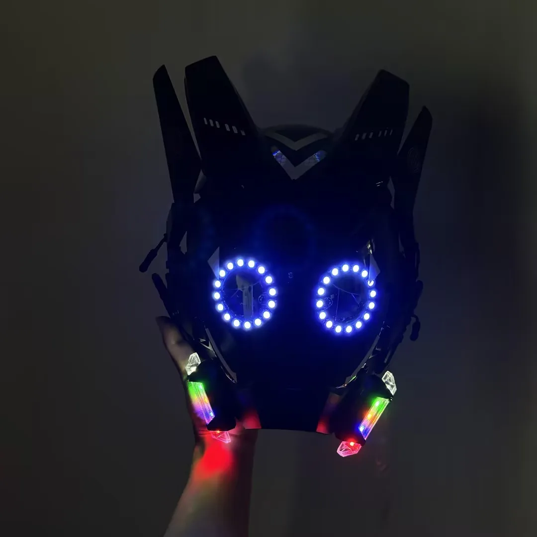 New Arrival Party Event Wearing LED Light Cosplay Cyberpunk Mask Party Event Robot Mask Halloween Mask Cosplay