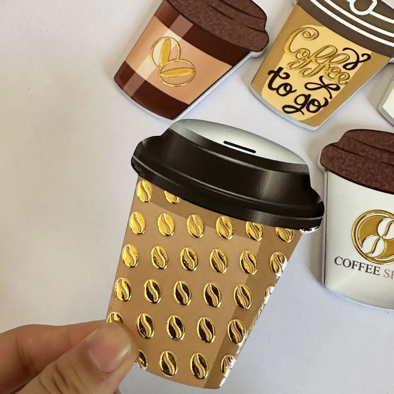 Stamping Stereoscopic 3d Embossed Effect Coffee Cup Shape Fridge Magnet Waterproof Creative Ceramic Refrigerator Stickers