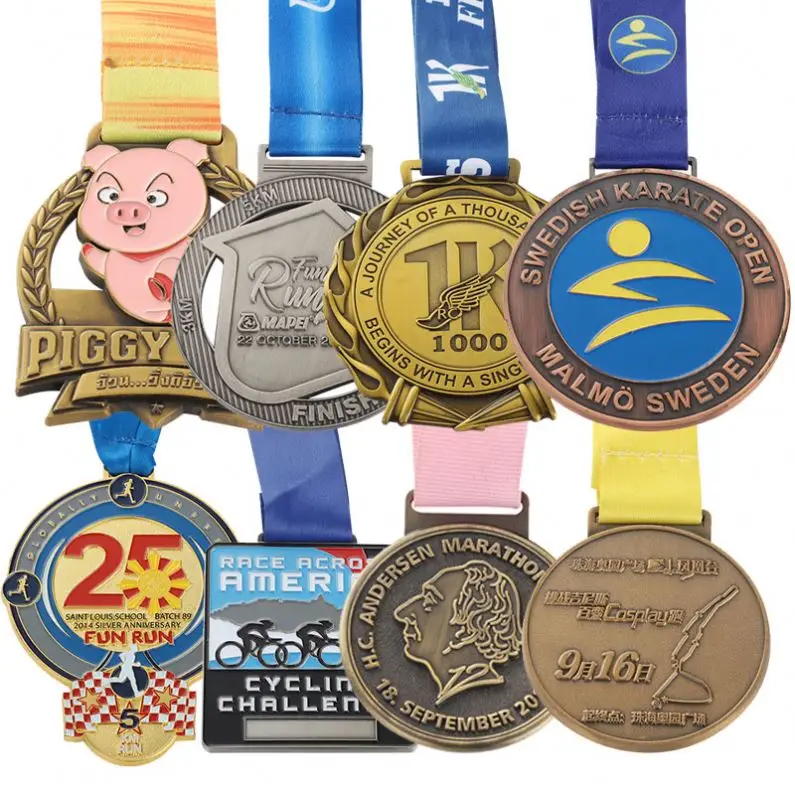 wholesale Custom Made Chains Metal Medal Uv Print Dragon Boat Race Triatolon School Stainless Metal Medals With Logo