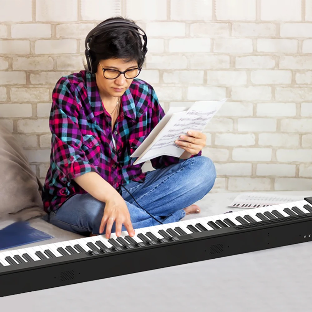 KONIX Digital Mini Piano 88 Weighted Keys Keyboard Stylish Black Music plastic Shell Style Electronic Instrument piano