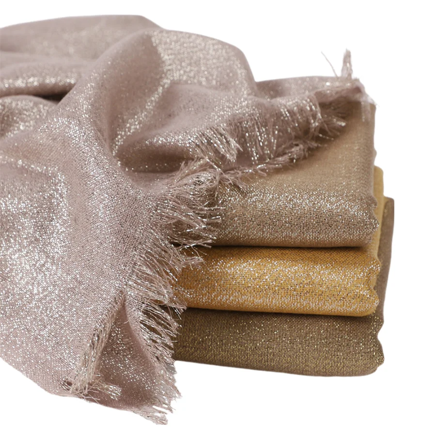 BESTELLA Shallow Female Scarf Cross-Border New Rayon Silk with Gold Silver Two Short Beards for Summer Adults