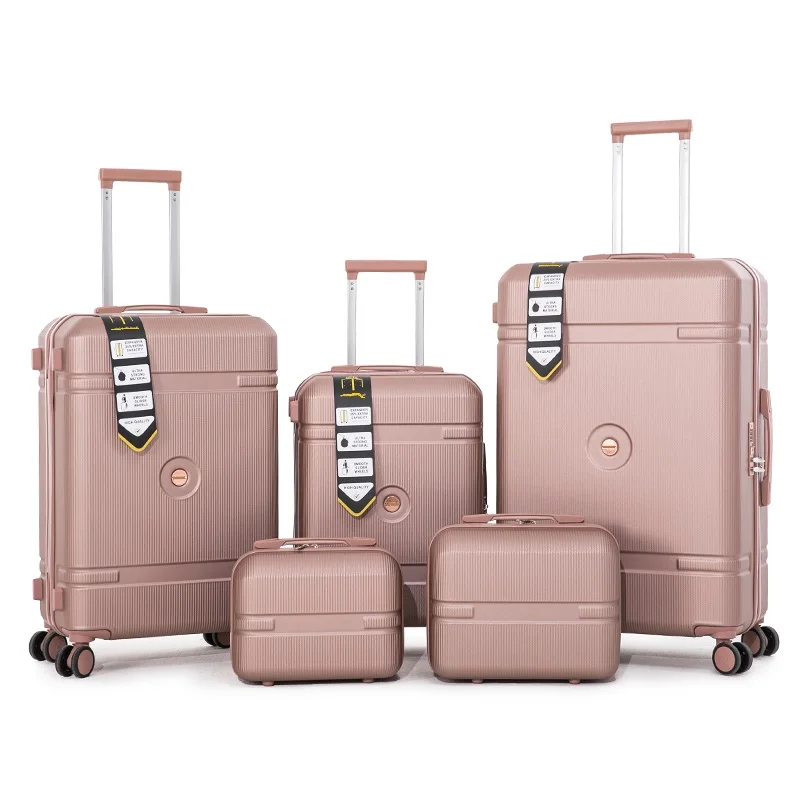 ABS Durable Wave Shape Suitcase Luggage Set 5 PCS Valise Ultra light Custom Mini Travel Suitcase Anti Thief Carry on Luggage