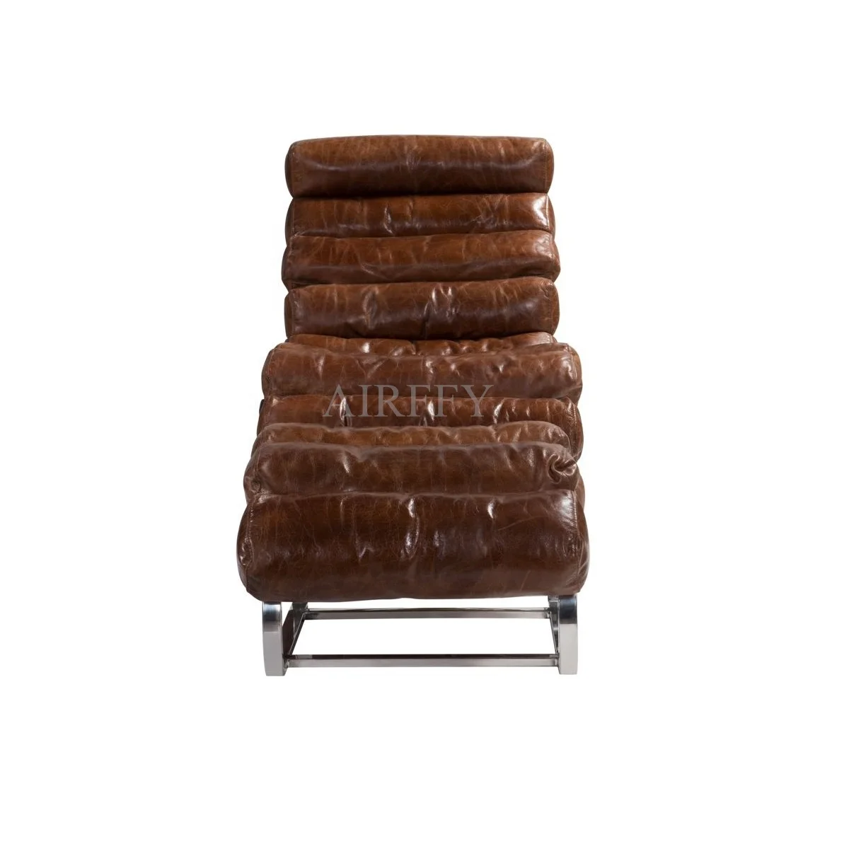 Vintage Style Top Grain Leather Sling Chair with Ottoman for Living room