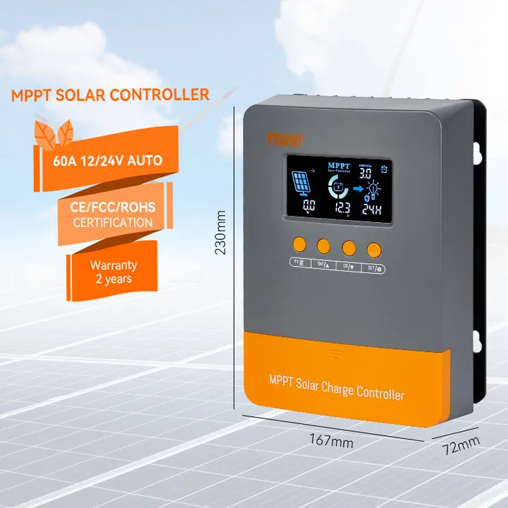 PowMr 60A Hybrid Solar Charge Controller 12V 24V 48V MAX PV input 150V MPPT Solar Charge Controller Regulator