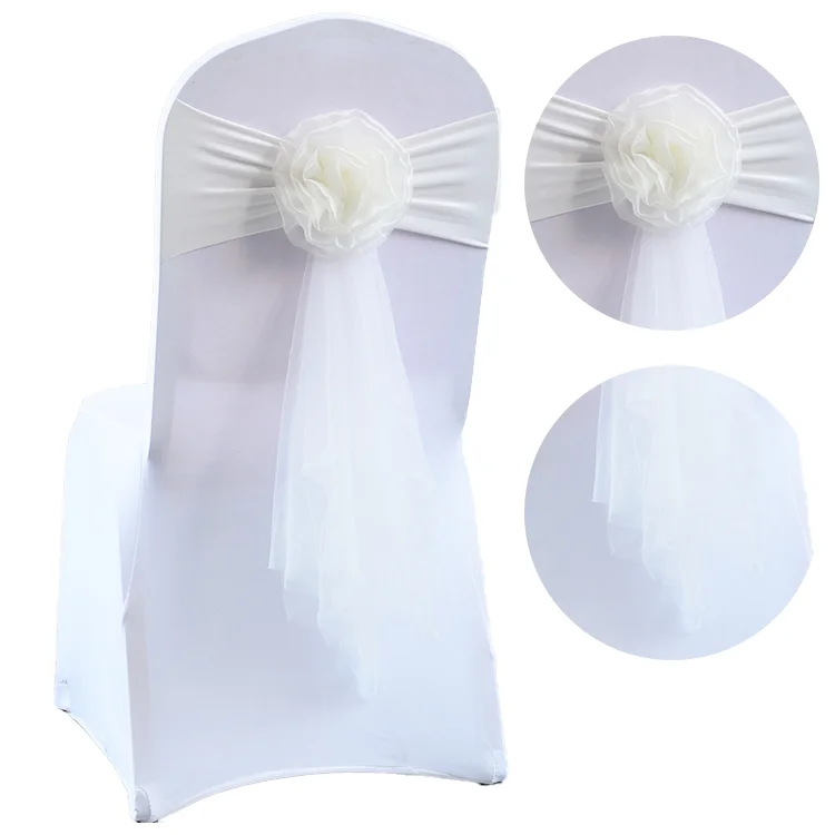 2023 Factory Price Custom Flower Sash Organza Chair Sashes for Wedding Decoration