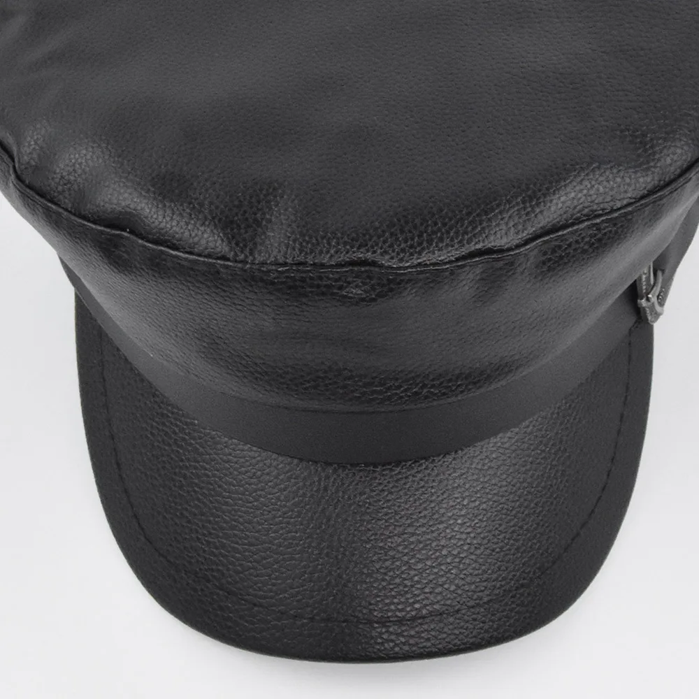 New Design Leather PU Female Newsboy Cap Winter Spring Wholesale Black Beret Hat For Women