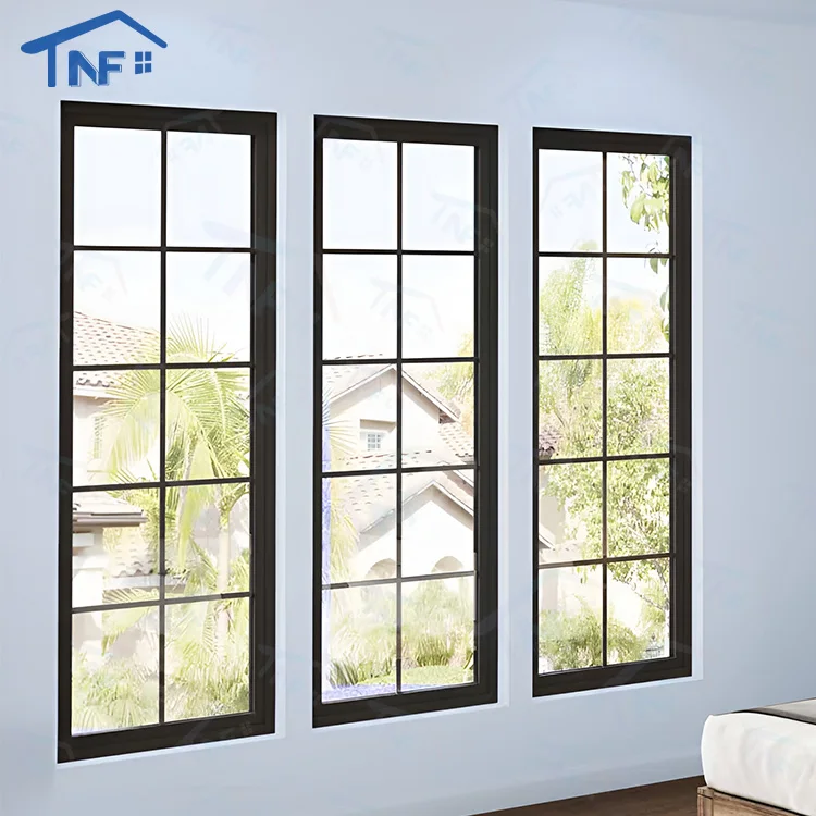 American Nfrc Certified Double Glazing Fixed Combination Aluminum Triple Pane Grill Design Fixed Glass Window Swing Horizontal