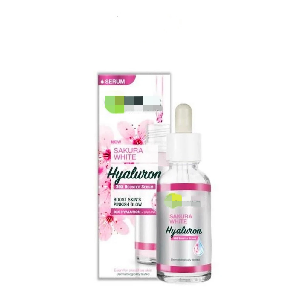 Natural Facial Products Japanese Sakura White Serum Pinkish Glow Serum for Whitening with Hyaluronic Acid 30ml