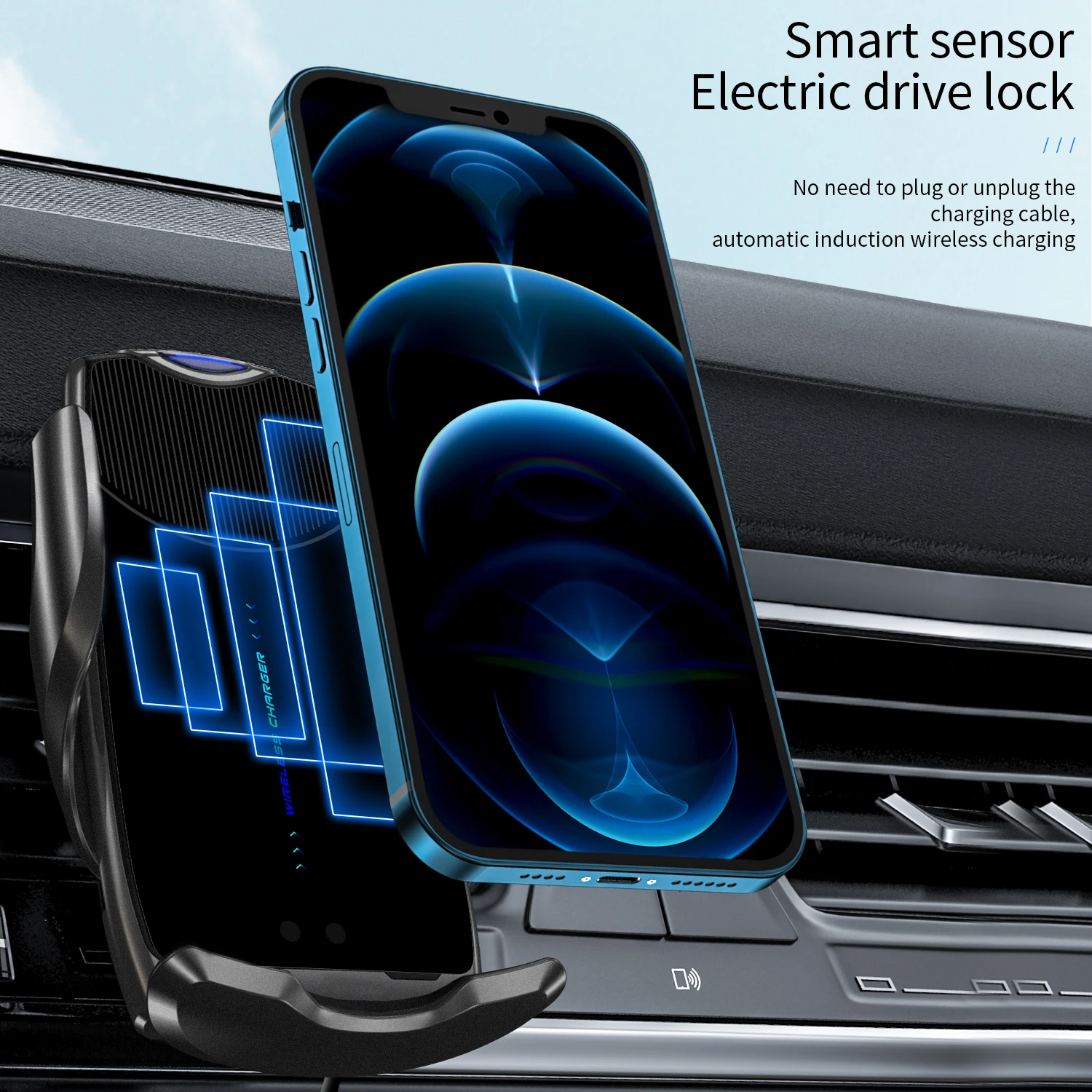 New Arrive OEM 9V/1.67A Type c Port Smart Car Mount 10W Faster C2 Car Wireless Charging Touch Sensor Auto Phone Charger Holder