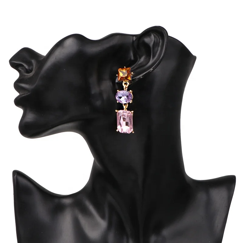 Crystal Rhinestone Baroque Earrings Pink Diamond Drop Dangle Earring Bride Wedding Jewelry Women Trendy Gift