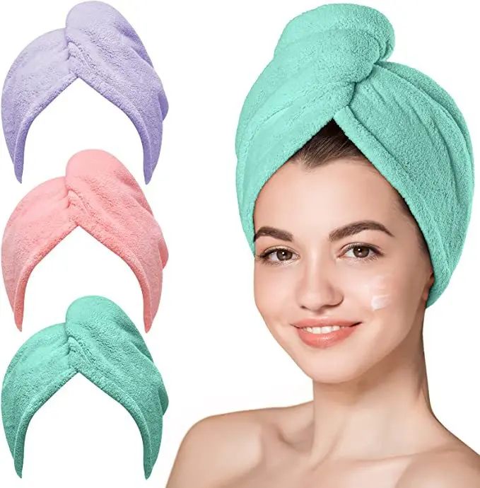Wholesale hair turban towel quick dry absorption microfiber hair towel wrap