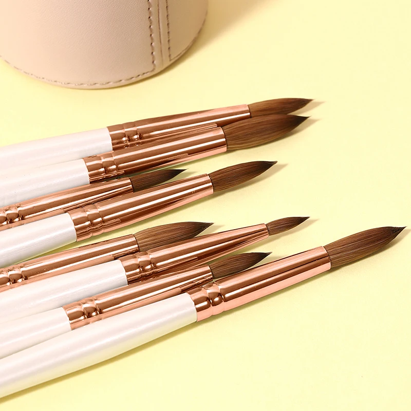 Акриловая щетка с белой деревянной ручкой от производителя лучшего качества оптовая продажа кисть Kolinsky соболиной для дизайна