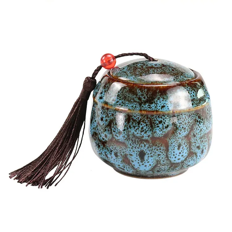 New designed handmade ceramic white dog urns custom shaped round pet ash urn