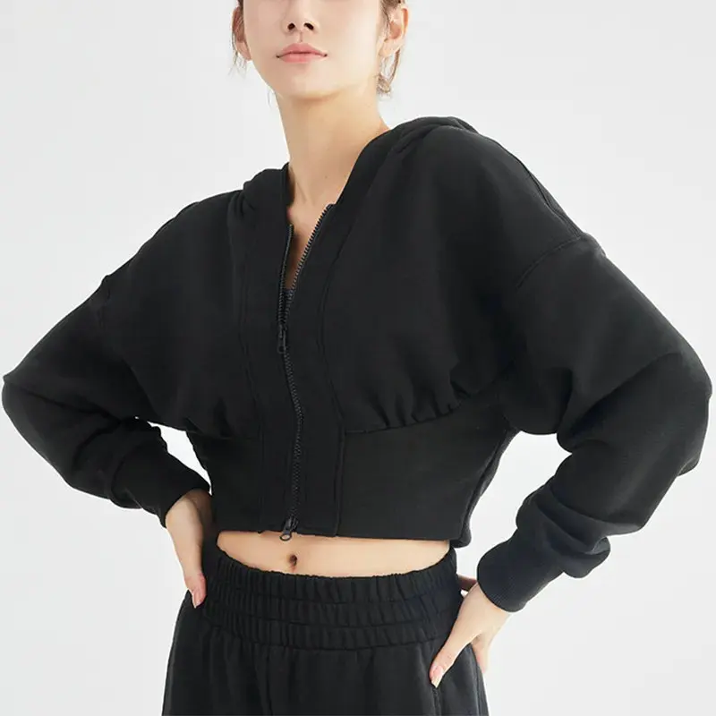 Custom logo women zip up cropped hoodie set velvet tracksuit Letter Appliques jogging suit women embroidery velour sweatsuit