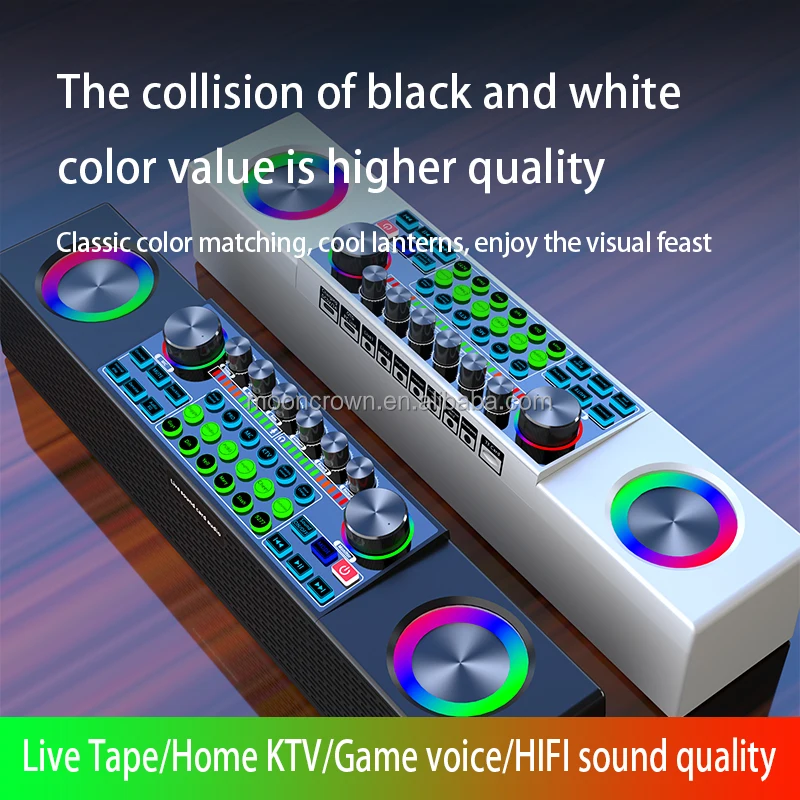 LED  light Subwoofer speaker Home Family KTV portable outdoor Party Karaoke speaker With sound card Double wireless Microphones