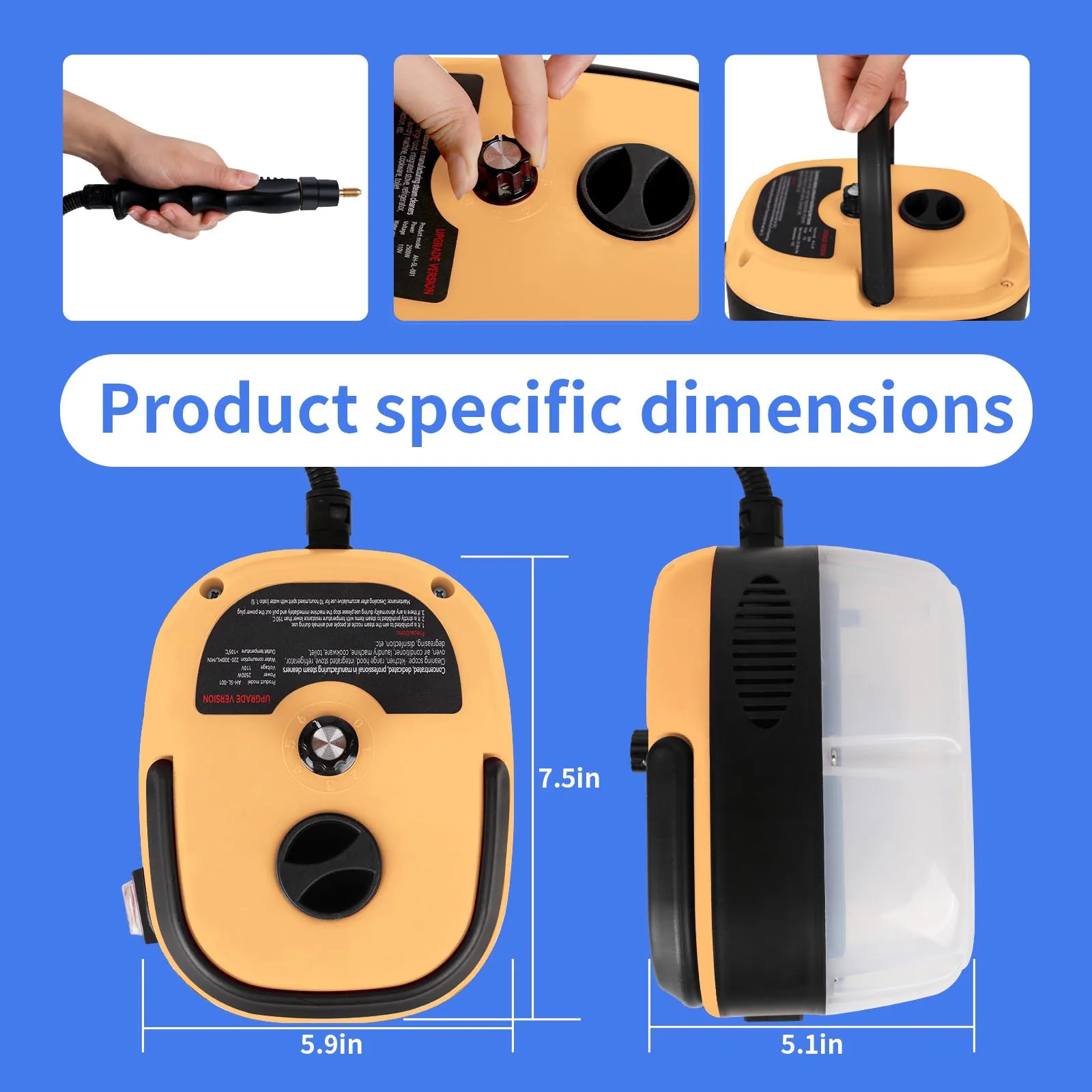 2500W Portable Steam Cleaner High Temperature Sterilization Pressure Jet Washer Machine for Home Car Kitchen Air Conditioner