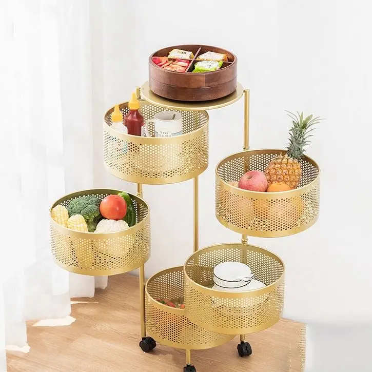 Kitchen Storage Rotatable Shelf 3/4/5 Layers Vegetable Or Fruit Storage Rack