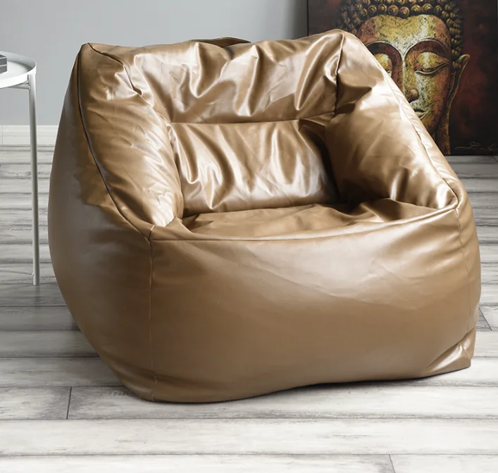Luxury Imitation Synthetic Leather Compressed Foam Fluffy Leisure BeanBag Chair Sofa  Fabric Velvet Lazy Lounger Sofa