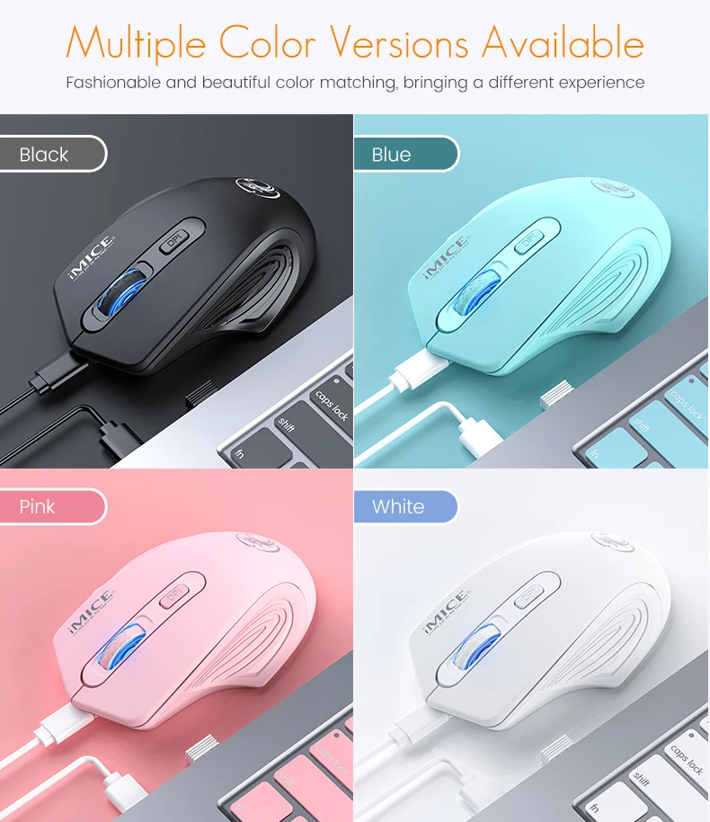 Top Sale Huayi Mouse Wireless Ergonomic Mouse 1600 DPI Silent 4 Buttons  LED Backlit  For MacBook Tablet Laptop Mute Mice Quiet
