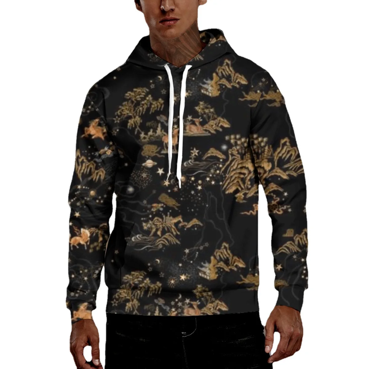 Wholesale Custom Sublimation Hoodies Wind landscape painting graphic pullover hoodie
