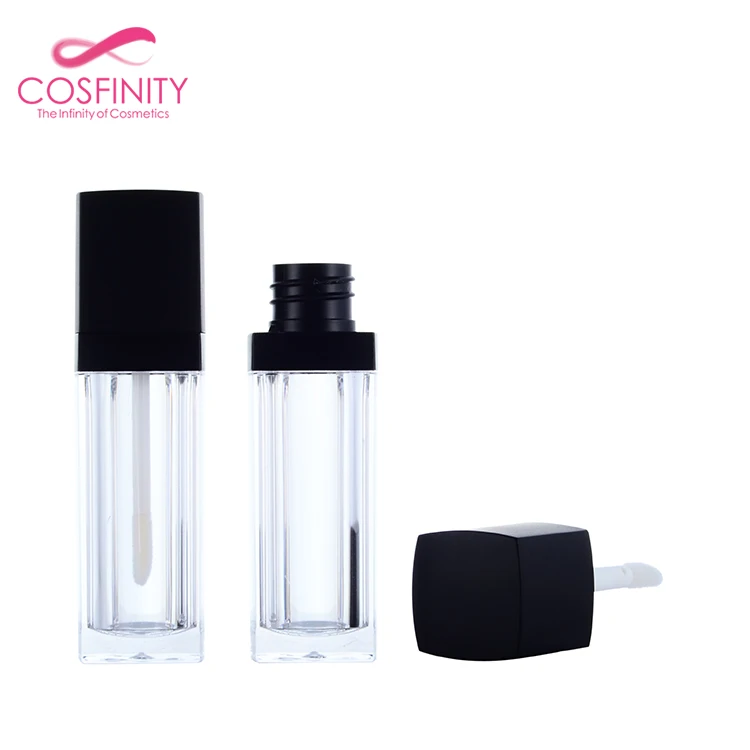 Cosmetic black shell lip gloss container custom logo beautiful empty lipgloss tube