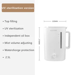 HAOQI 2.5L New Hybrid Air Cool Mist Humidifier UV Essential Oil Diffuser Desktop Ultrasonic Humidifier
