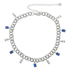 stunning gorgeous luxury european women jewelry colorful cz charm chain choker necklace STOCK