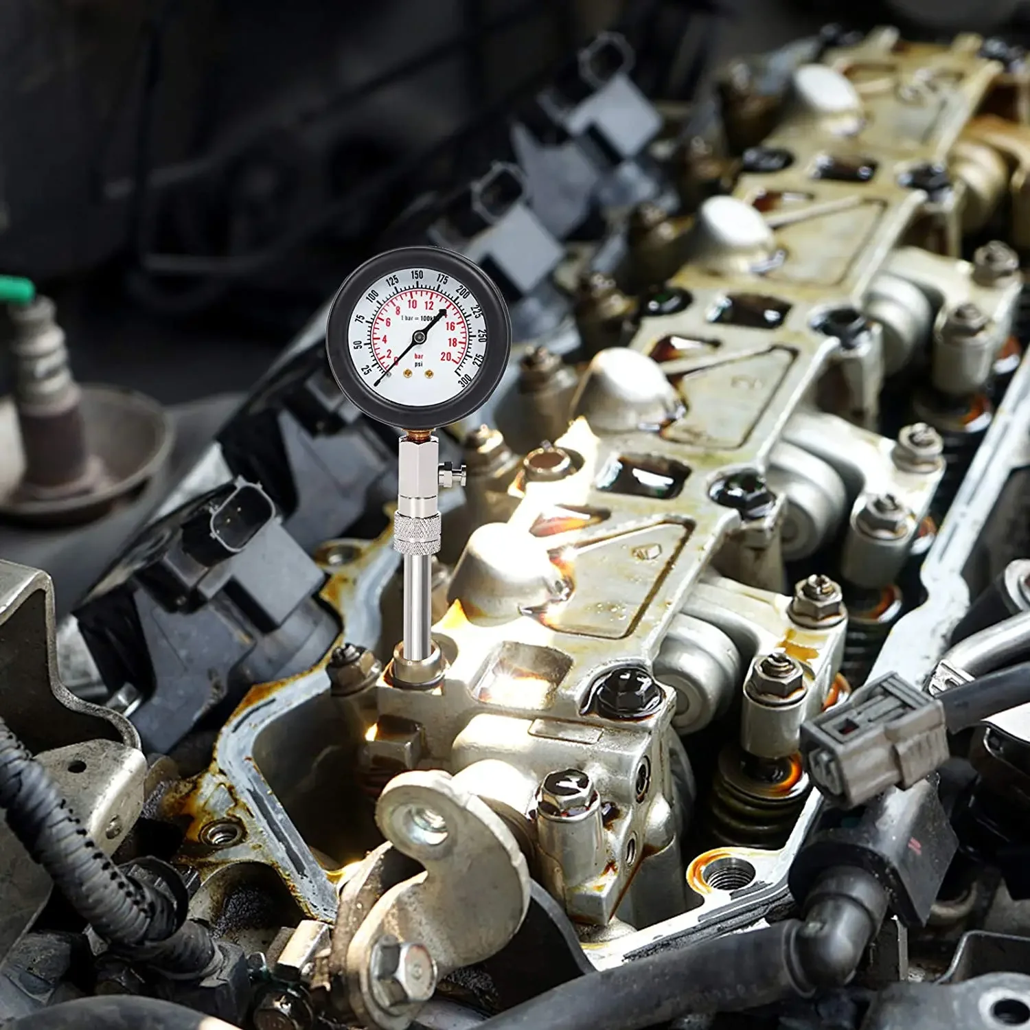 Professional Gasoline Engine Compression Tester Car Motorcycle Petrol Cylinder Pressure Gauge Tester