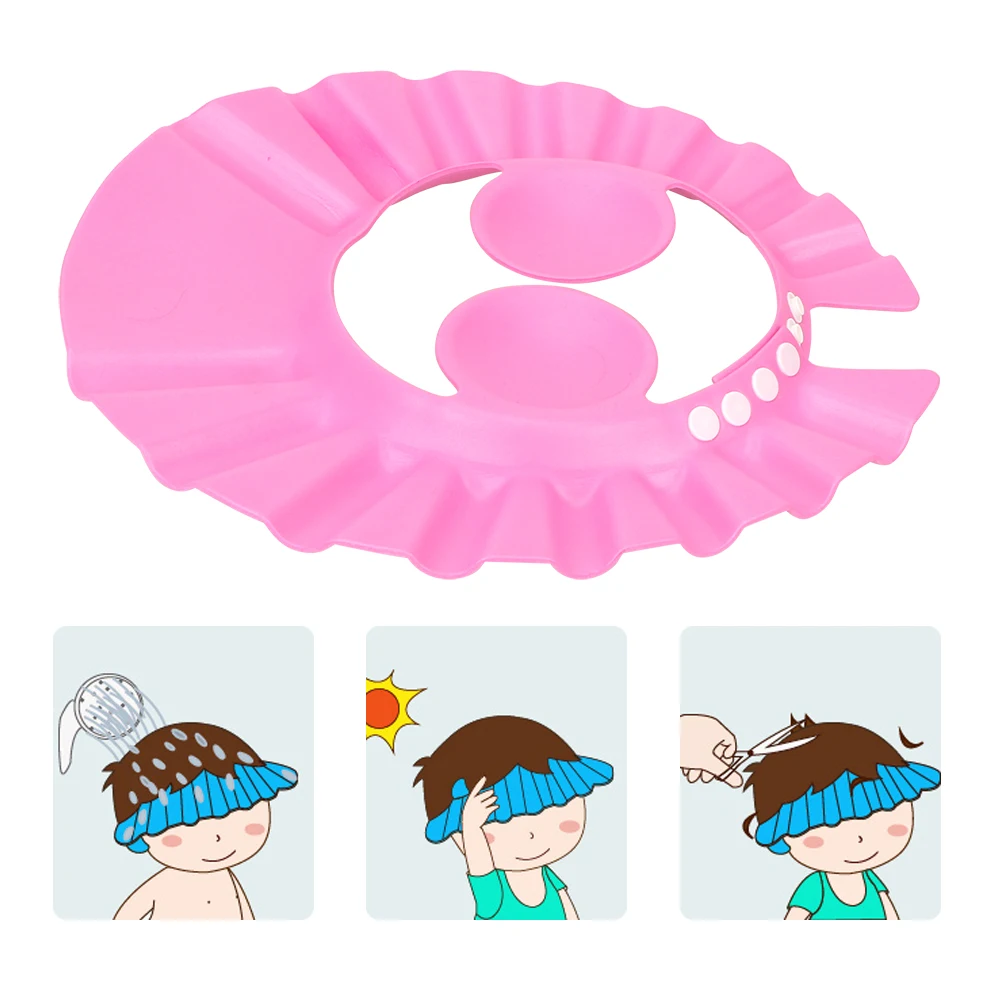 B1171 Adjustable Safe Soft Bath Wash Hair Cap Ear Protection Children Shower Caps Baby Shield Shower Hat
