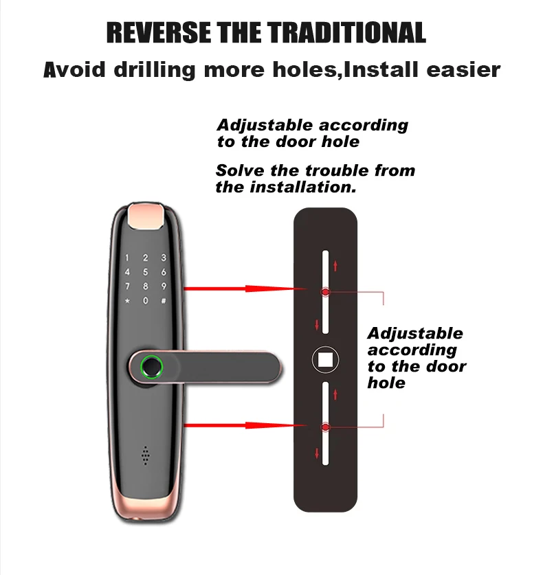 TUYA APP  8 Language Voice  WiFi Security Performance Waterproof Lock Wifi Digital Smart Door Lock