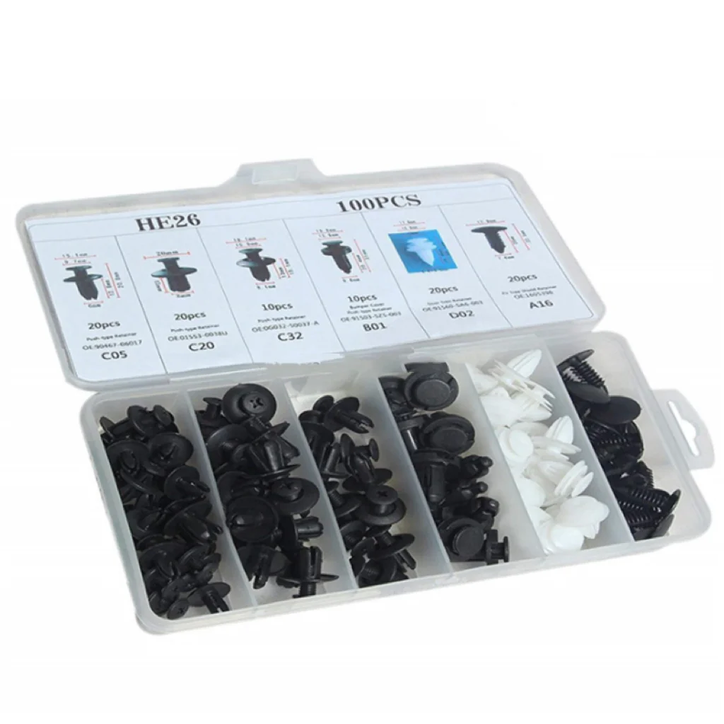 HAIYUAN 100PCS Car Retainer Expansion Screws Kit Bumper Push Rivet Clips  Bumper Clips Plastic Auto Fastener