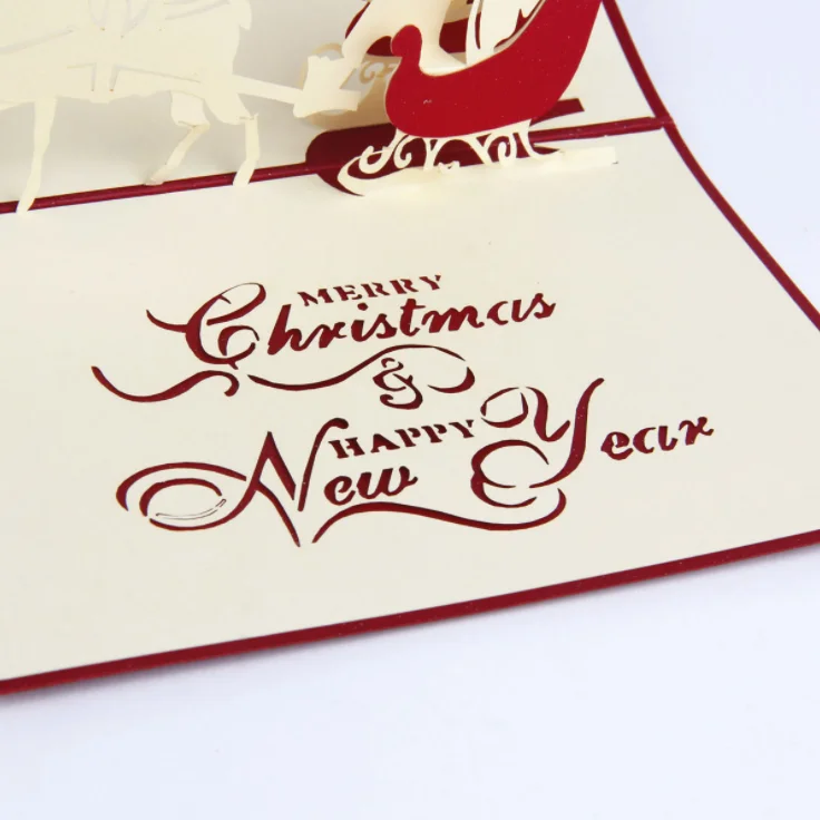 Manufacturer wholesale fancy christmas greeting cards printing, pop up greeting cards plus envelope