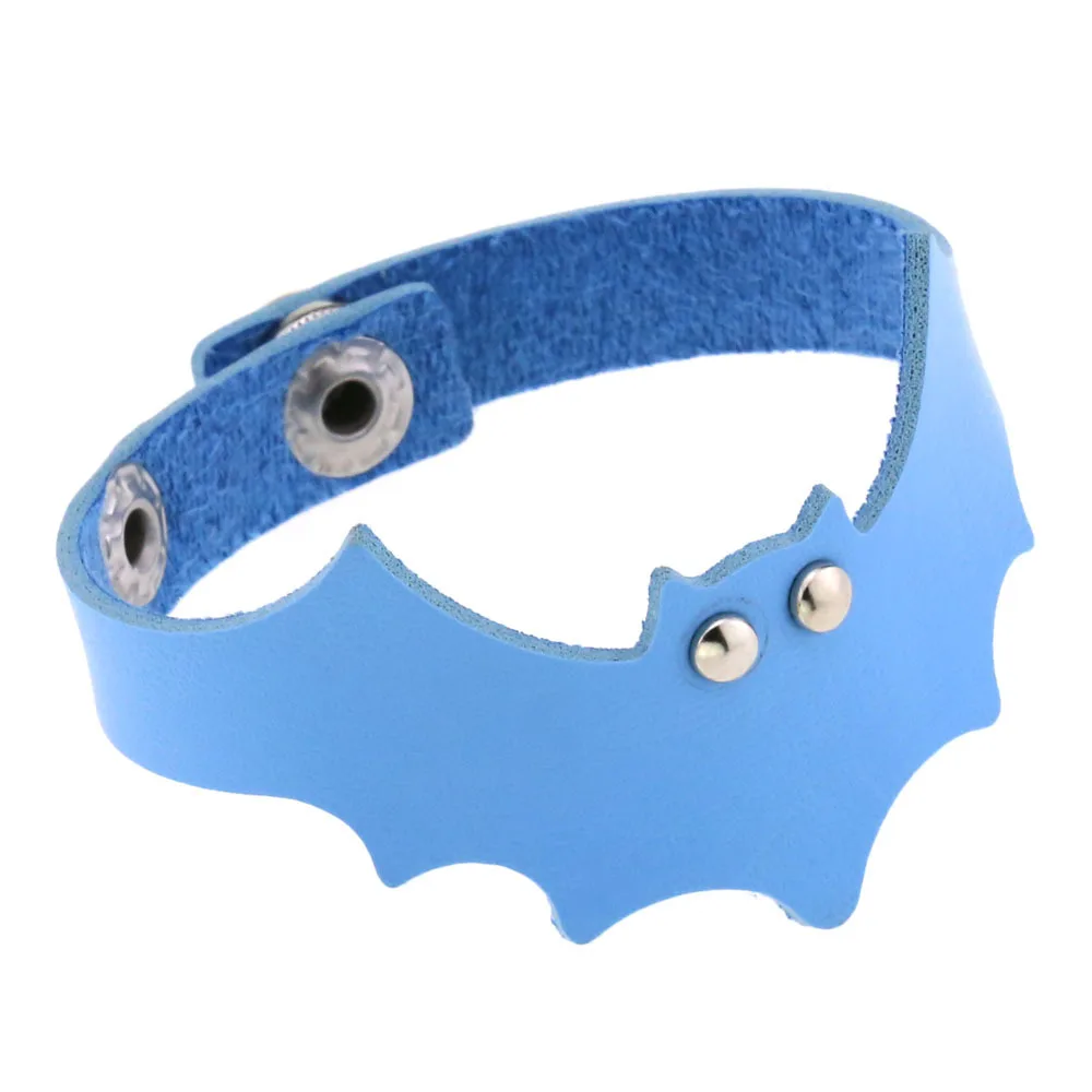 Unisex Fashion Handmade Wide PU Leather Punk Bangle Bat Bracelets