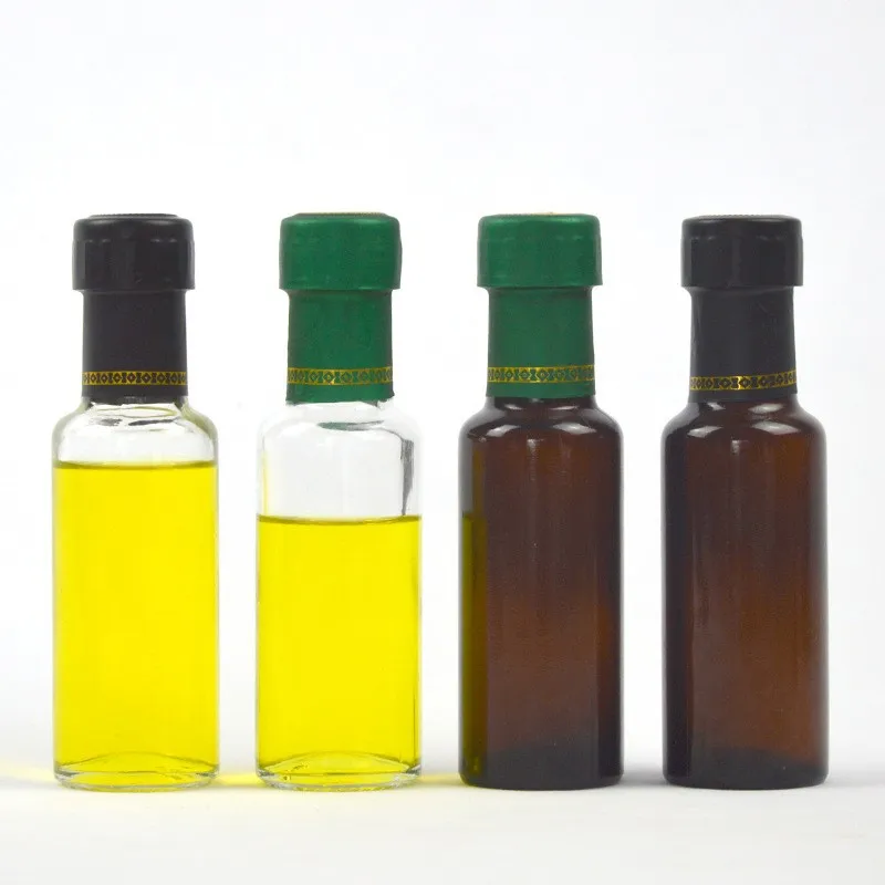Factory price customized black oil olive bottle 100 ml square cooking olive oil glass bottles