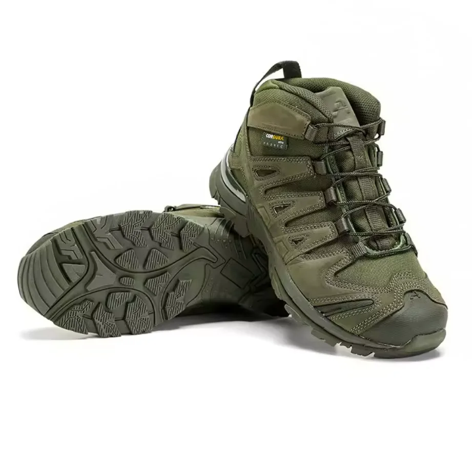 TSB1 Camouflage green khaki black brown  Durable cow leather  walking shoes tactical middle boots long sleeves combat boots Solo