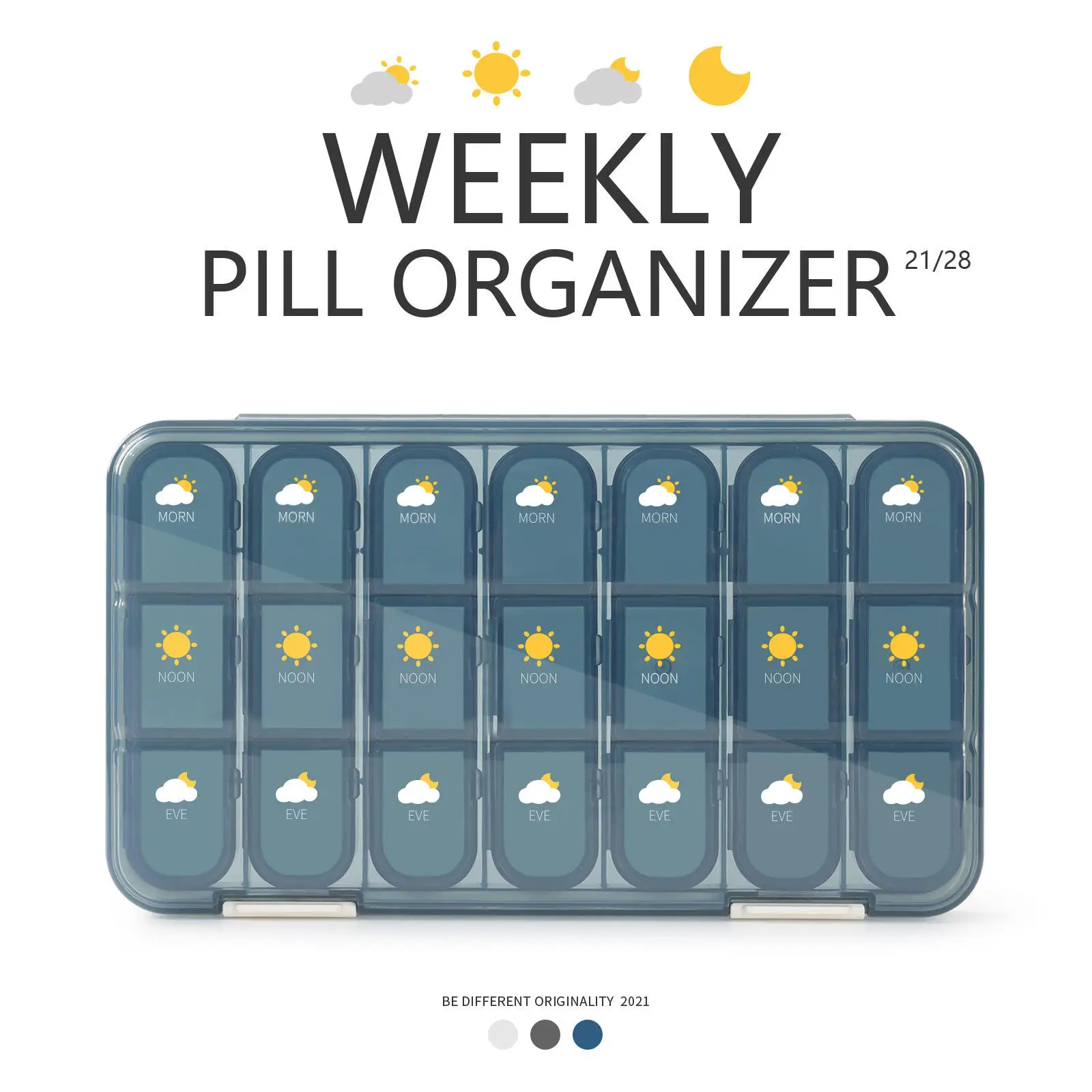 Weekly Pilll Box Large Capacity Medicine Dispenser 7 Day Tablet Organizer Storage Box Compartment Pill Case